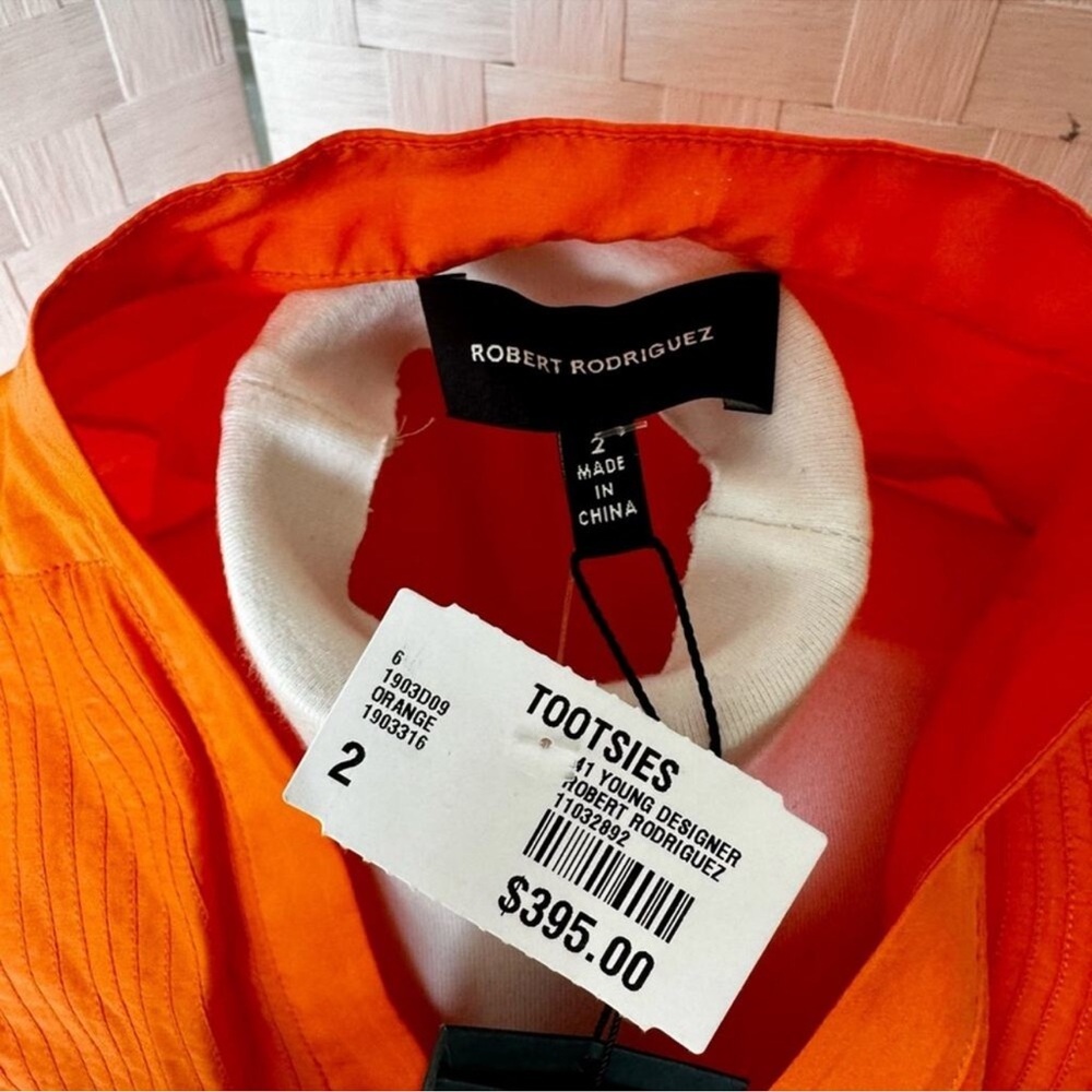 Robert Rodriguez Orange Silk Ling Sleeve Dress With Belt Size 2 NWT - Picture 9 of 13
